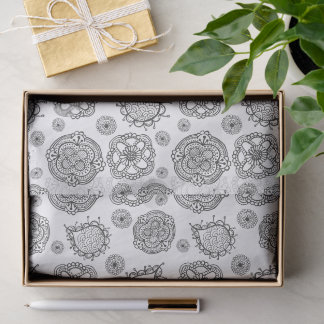 Papel De Seda Presente Original Paisley Preto e Branco da Pip