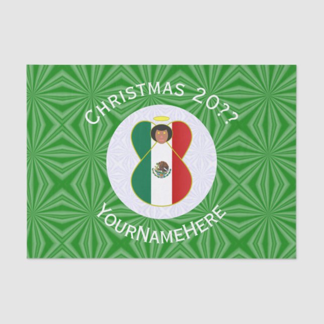 Papel De Seda Presente Personalizado de Bandeira de Anjo Mexican (Frente )