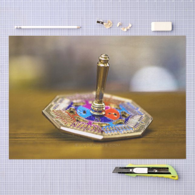 Papel De Seda Presente SlipperyJoe Hanukkah dreidel base octogon (Arte )