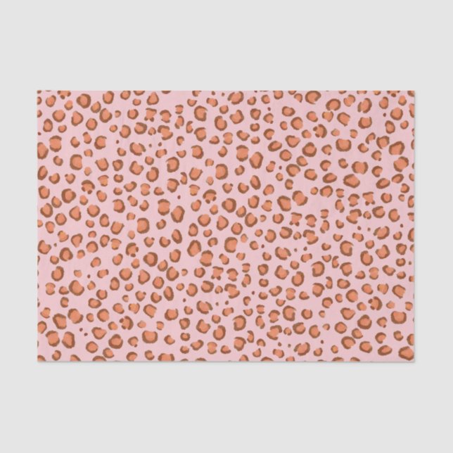 Papel De Seda Presente Vermelho de Padrão de Leopardo Impresso A (Frente )