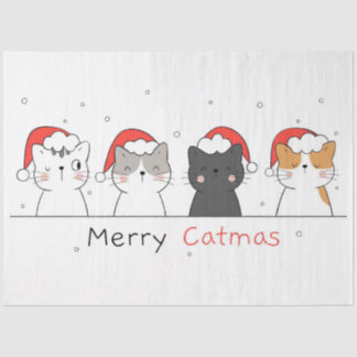 Papel De Seda Presente Xmas | Feliz Natal Com Gato