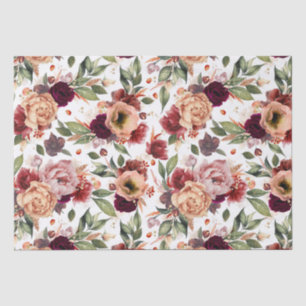 Papel De Seda Presentes de festa floral laranja queimada vermelh