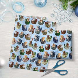 Papel De Seda Presentes de Natal com Gatinhos Bonitos Dentro