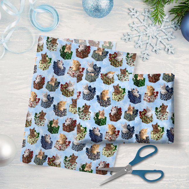Papel De Seda Presentes de Natal com Gatinhos Bonitos Dentro (Criador carregado)