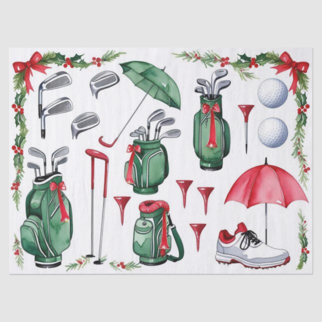 Papel De Seda Presentes de Natal com tema de golfe para golfista (Frente )