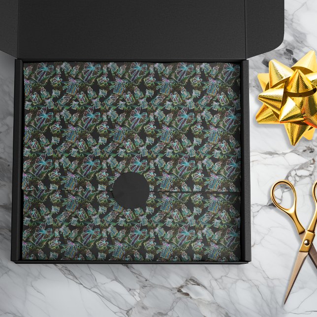 Papel De Seda Presentes e Casas de Natal com Luz Negra (Criador carregado)