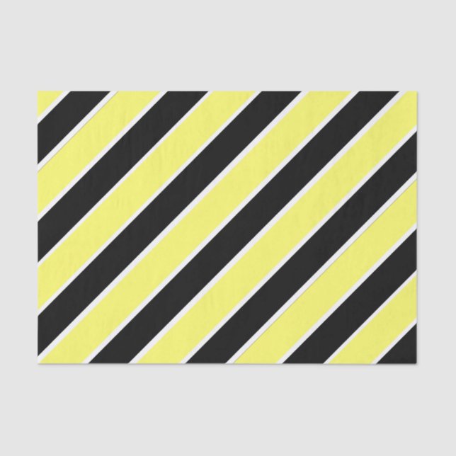 Papel De Seda Preto, Amarelo e Branco com risca (Frente )