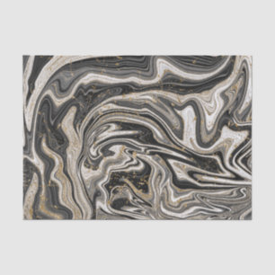 Papel De Seda Preto Branco e Dourado Chic Swirl Moderno Casament
