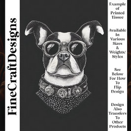 Papel De Seda Preto Branco Steampunk Boston Terrier T8 Decoupage