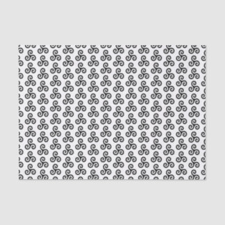 Papel De Seda Preto Céltico Triplo Espiral Triskele em Branco