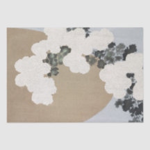 Preto com Flores Brancas Dahlia em Khaki Linen