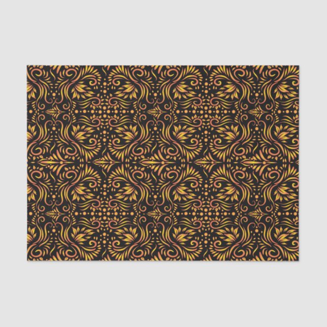 Papel De Seda Preto decorativo e ouro (Frente )