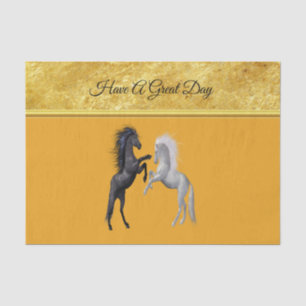 Papel De Seda Preto e branco Cavalo que luta