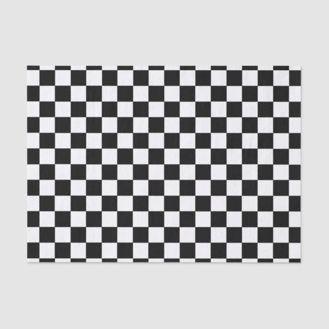 Papel De Seda Preto e branco Checkered (Frente )