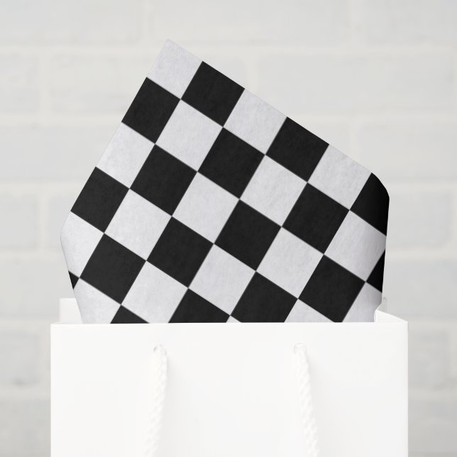 Papel De Seda Preto e Branco Xadrez (Sacola de presentes)