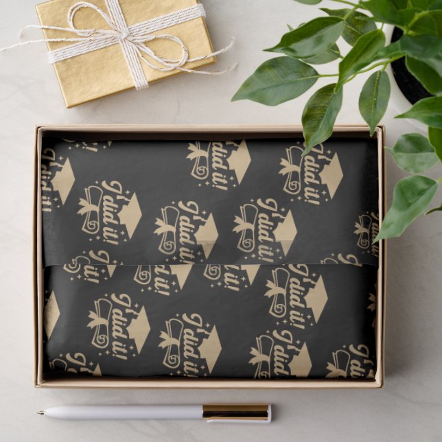 Papel De Seda Preto e Dourado  Eu consegui Graduação (Presente)