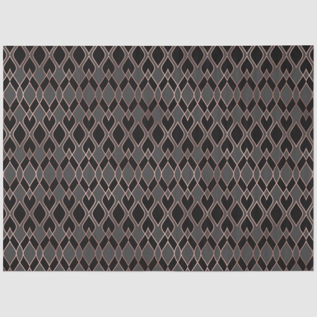 Papel De Seda Preto e Dourado Rosa (Frente )