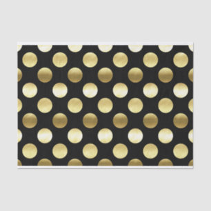 Papel De Seda Preto elegante das bolinhas da folha Dourado