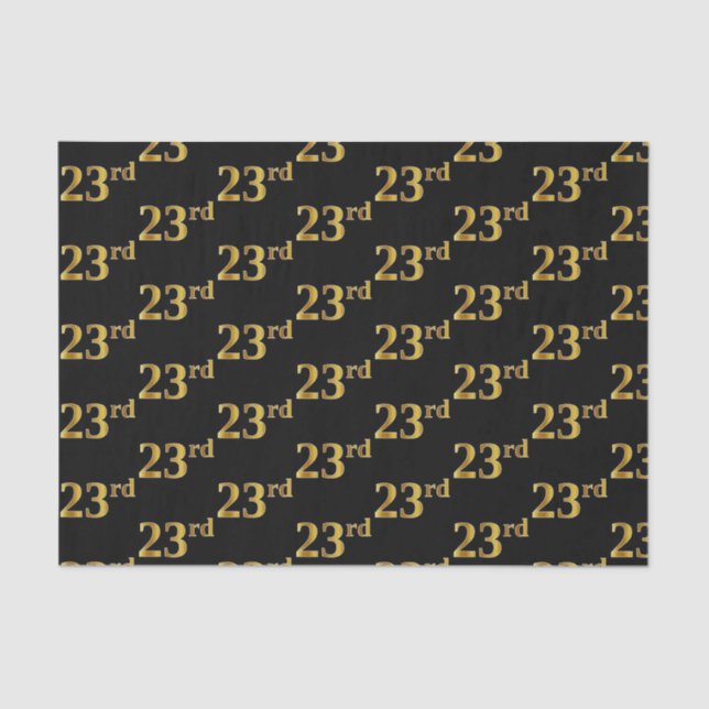 Papel De Seda Preto, Faux Dourado 23º (23º) Evento (Frente )