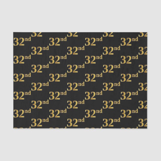 Papel De Seda Preto, Faux Dourado 32º (32º) (Frente )