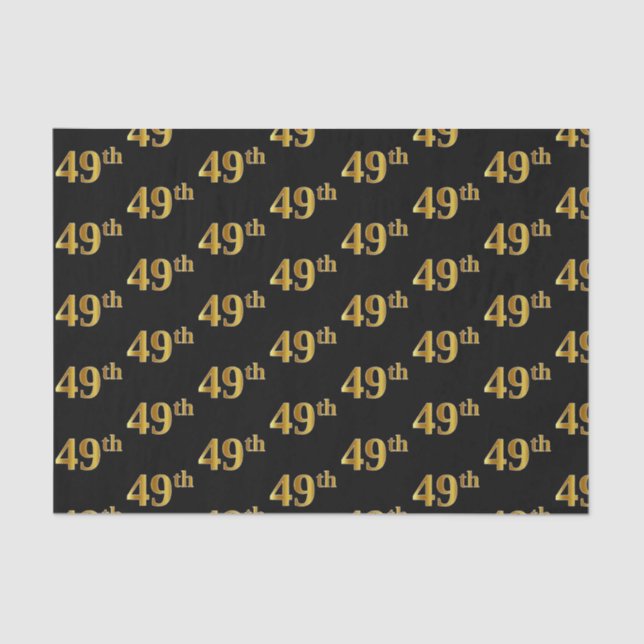 Papel De Seda Preto, Faux Dourado 49º (49º) Evento (Frente )
