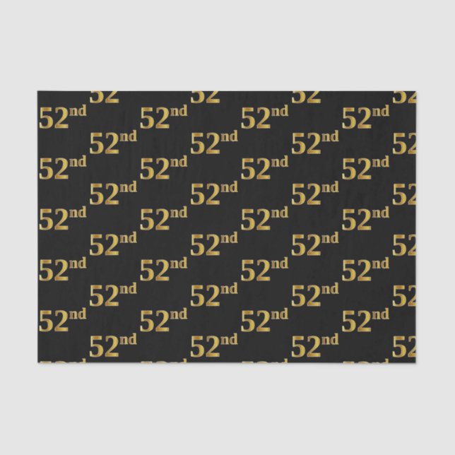 Papel De Seda Preto, Faux Dourado 52º (52º) Evento (Frente )