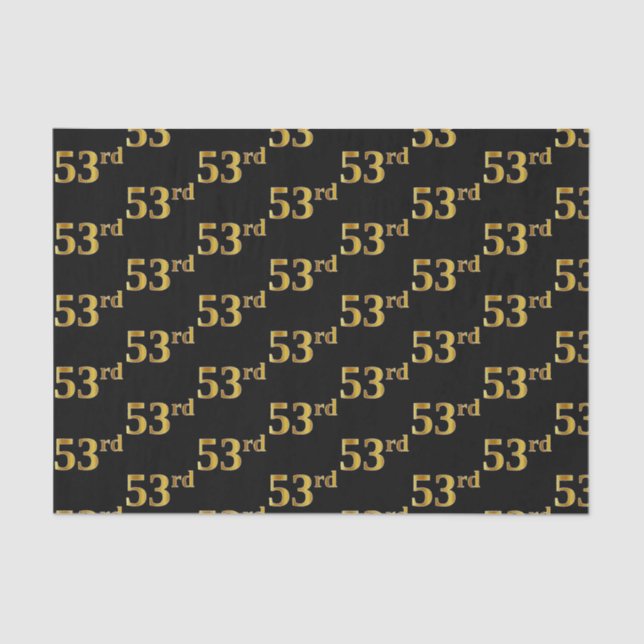 Papel De Seda Preto, Faux Dourado 53º (53º) Evento (Frente )