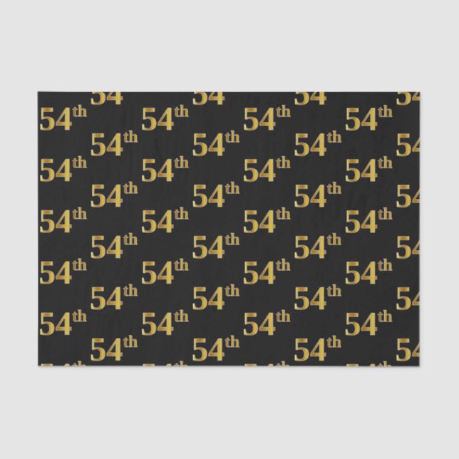 Papel De Seda Preto, Faux Dourado 54º (54º) Evento (Frente )