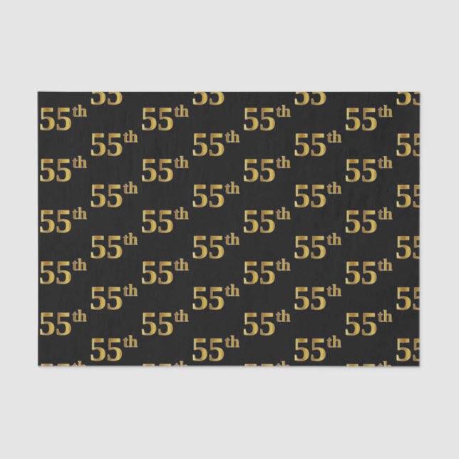 Papel De Seda Preto, Faux Dourado 55º (55º) evento (Frente )