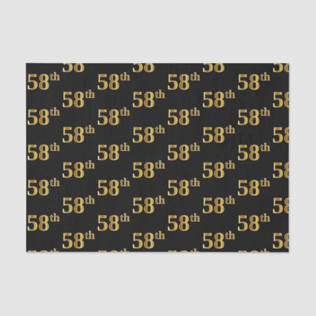 Papel De Seda Preto, Faux Dourado 58º (58º) Evento (Frente )