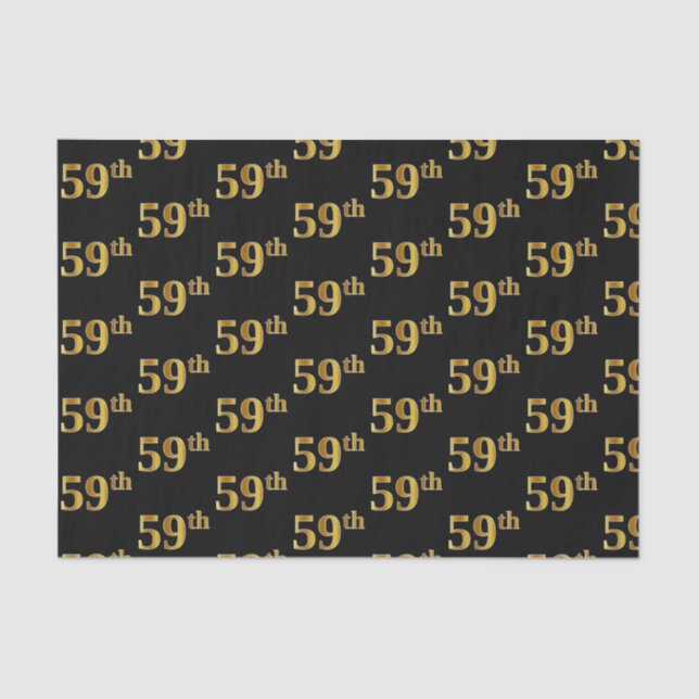 Papel De Seda Preto, Faux Dourado 59º (59º) Evento (Frente )