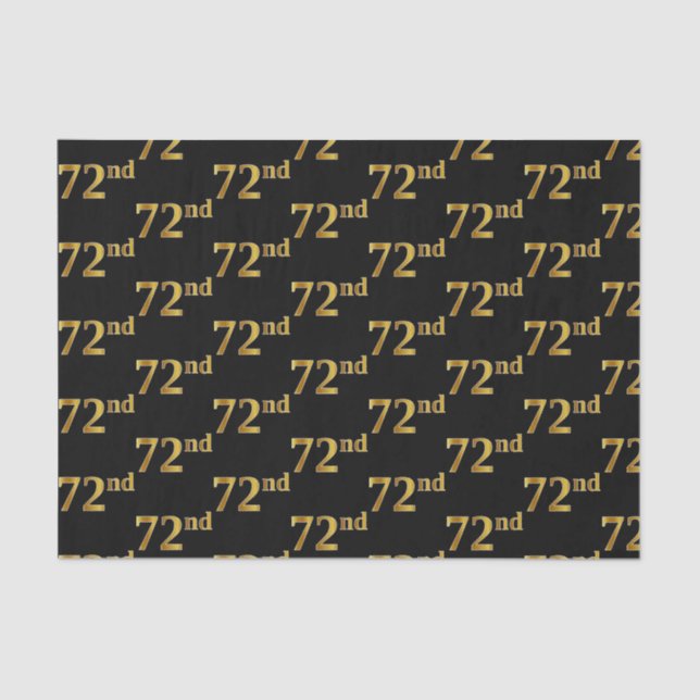 Papel De Seda Preto, Faux Dourado 72º (72º) (Frente )