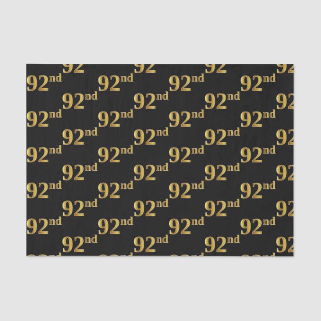 Papel De Seda Preto, Faux Dourado 92º (Noventa-Segundo) Evento (Frente )