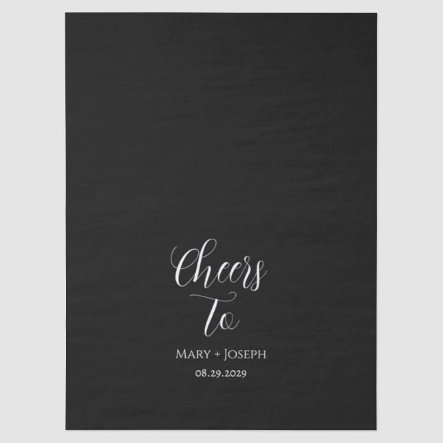 Papel de Seda Preto Personalizado para Casamento c (Frente )