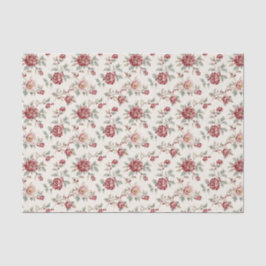 Papel De Seda Pretty Chic Red Cream Floral Birthday