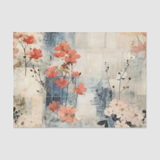 Papel De Seda Pretty Floral Grungy Distressed Collage