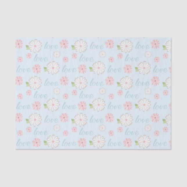Papel De Seda Pretty Pastel Love and Flowers Pattern (Frente )