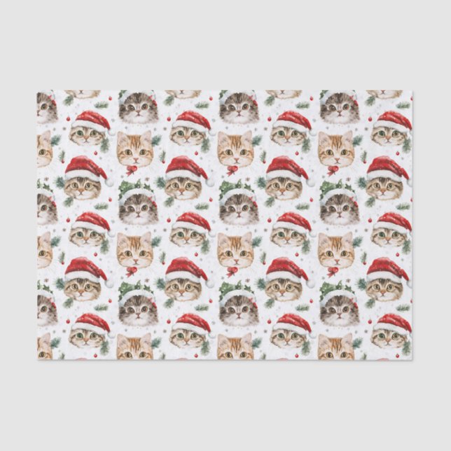 Papel De Seda  Pretty Pattern Christmas Cat Face Illustrations (Frente )