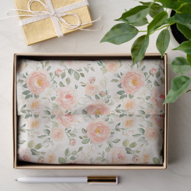 Papel De Seda Pretty Peach Flowers Bridal Shower (Presente)