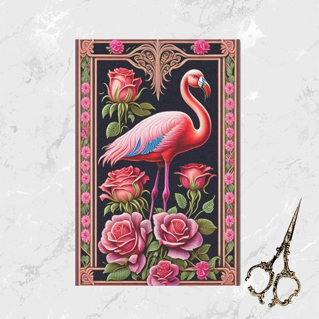 Papel De Seda Pretty Pink Flamingo Rose Illustration (Criador carregado)