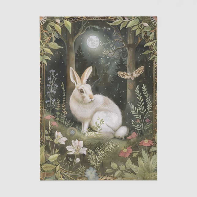Papel De Seda Pretty Rabbit in the Moonlight Illustration (Frente )