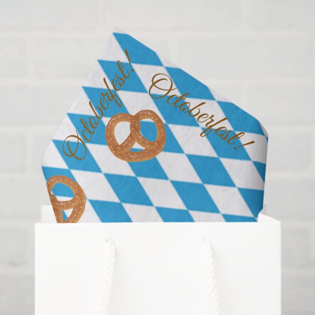 Papel De Seda Pretzels de Octoberfest da Baviera Azul (Sacola de presentes)