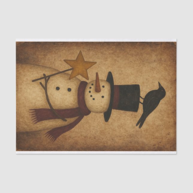 Papel De Seda Prim Snowman and Crow (Frente )