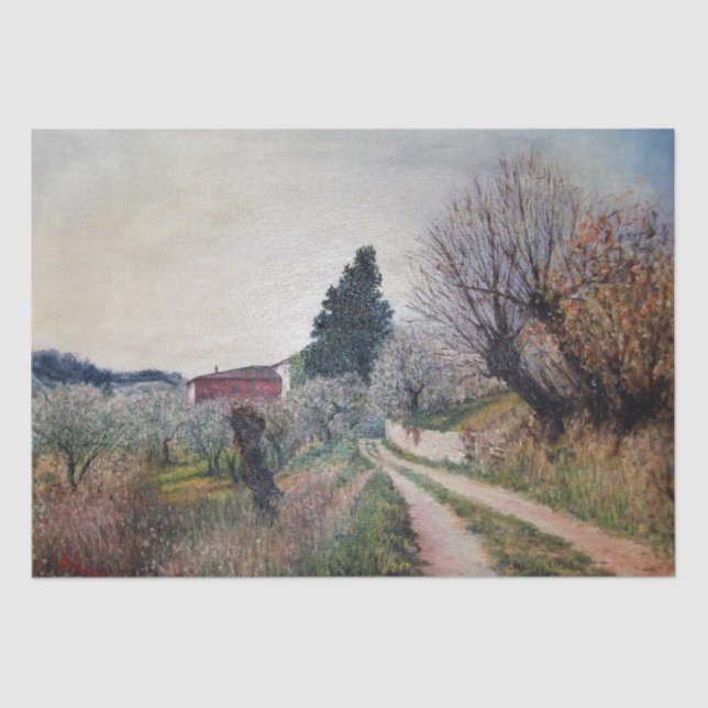 Papel De Seda PRIMAVERA ANTERIOR EM VERNALESE/Paisagem Toscana (Frente )