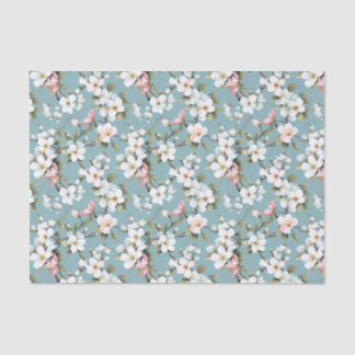 Papel De Seda Primavera azul botânico