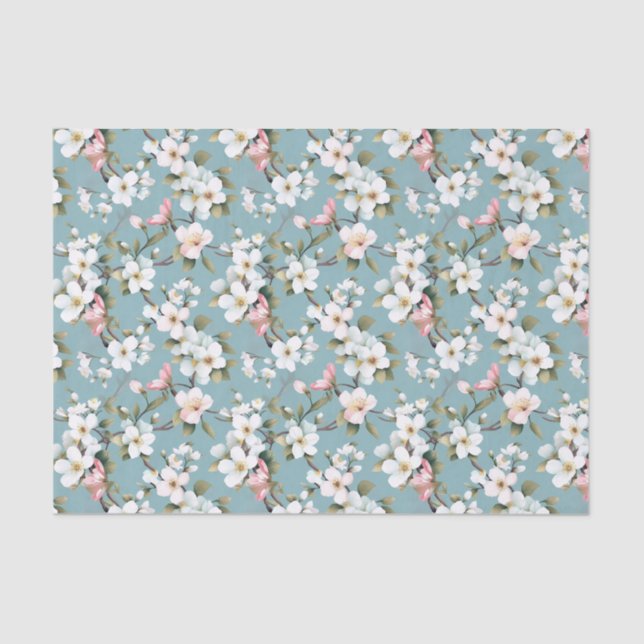 Papel De Seda Primavera azul botânico (Frente )