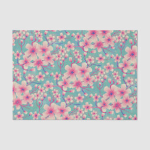 Papel De Seda Primavera Cherry Blossoms verde