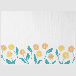 Papel De Seda Primavera Dandelion Flores e Folhas Design