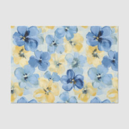 Papel De Seda Primavera Floral Azul Amarelo Amarelo Nulo