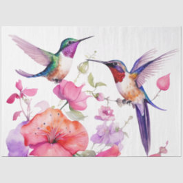 Papel De Seda Primavera Hummingbird e Flores Brilhantes